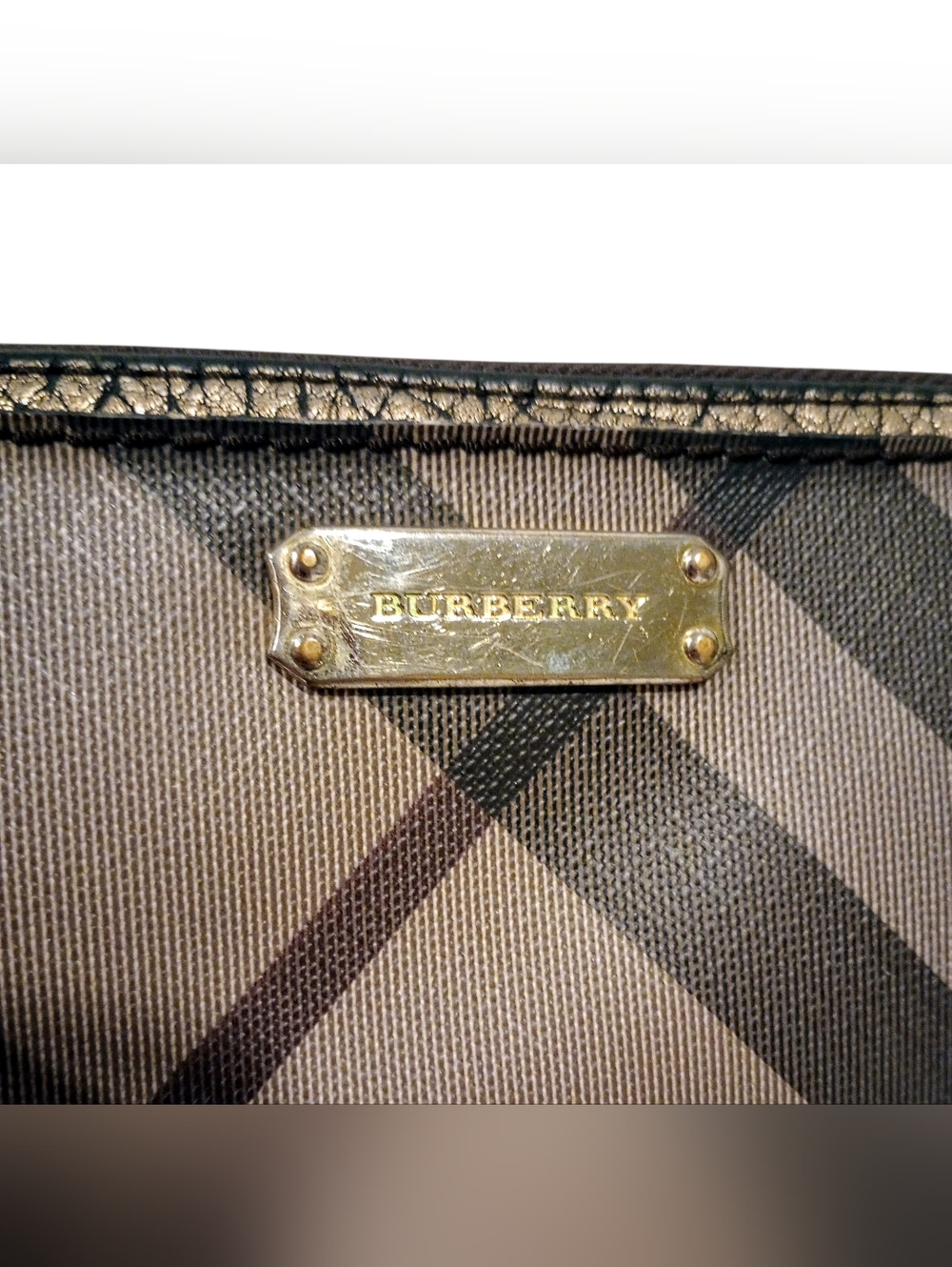 Burberry Smoke Check Stitch Small Zippy Wallet In Antique Gold - Picture 4 of 16